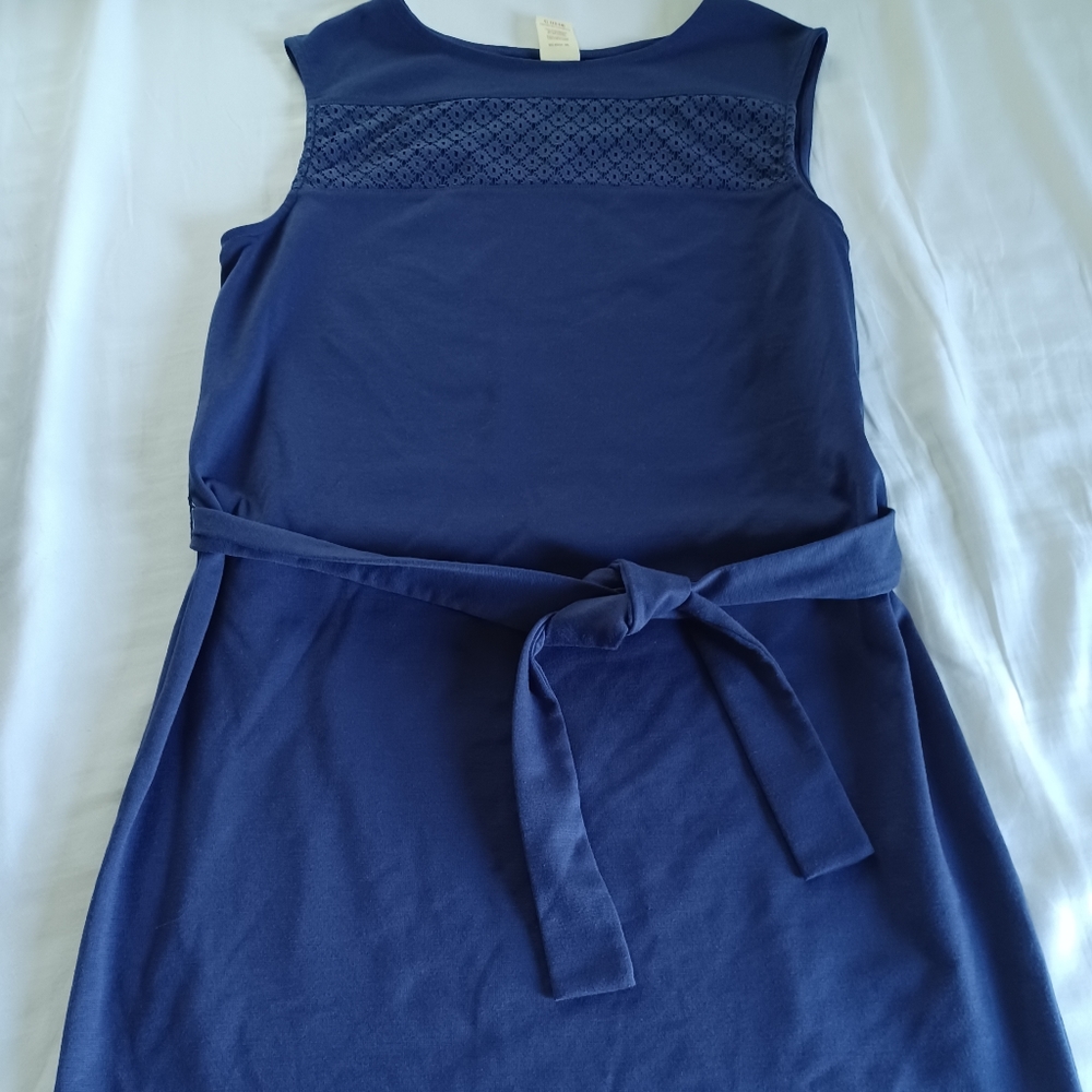 Large Blue cotton belted dress